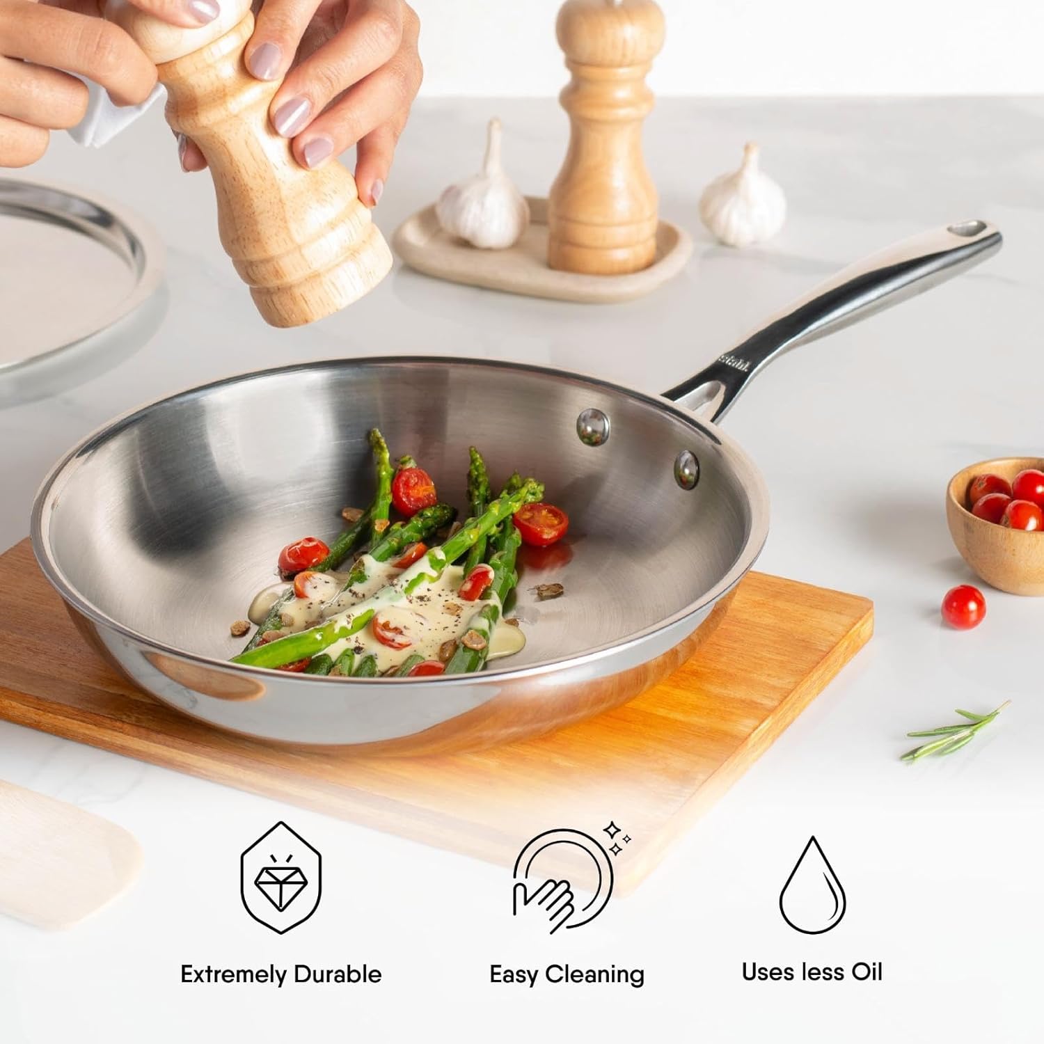 Stahl Artisan Triply Stainless Steel Fry Pan with Lid 16Cm (4436) view 5